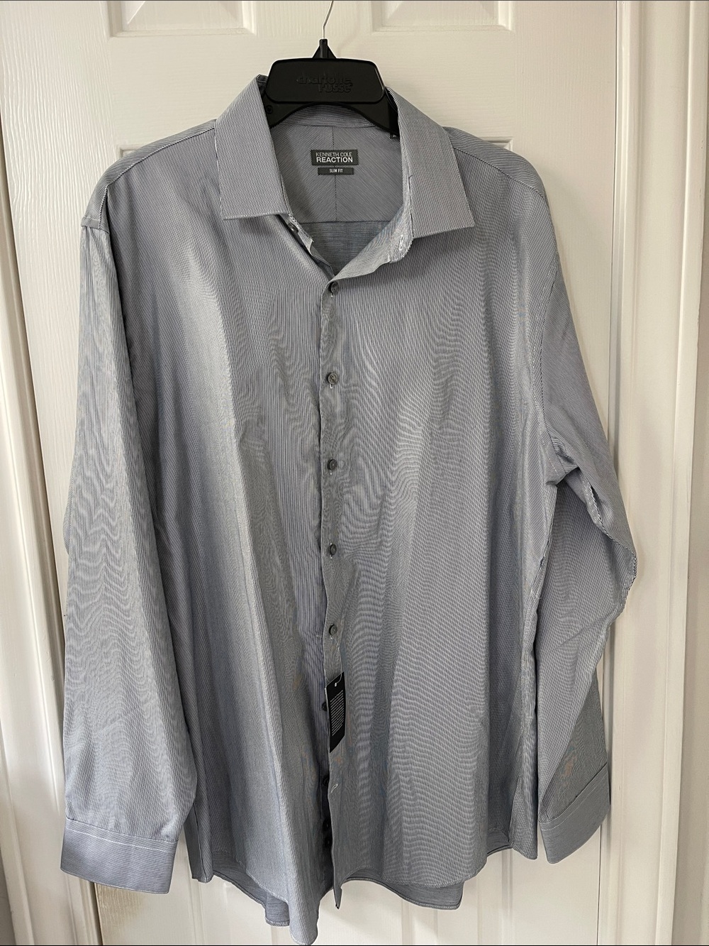 Kenneth Cole Reaction Men's Striped Delft Blue Dress Shirt